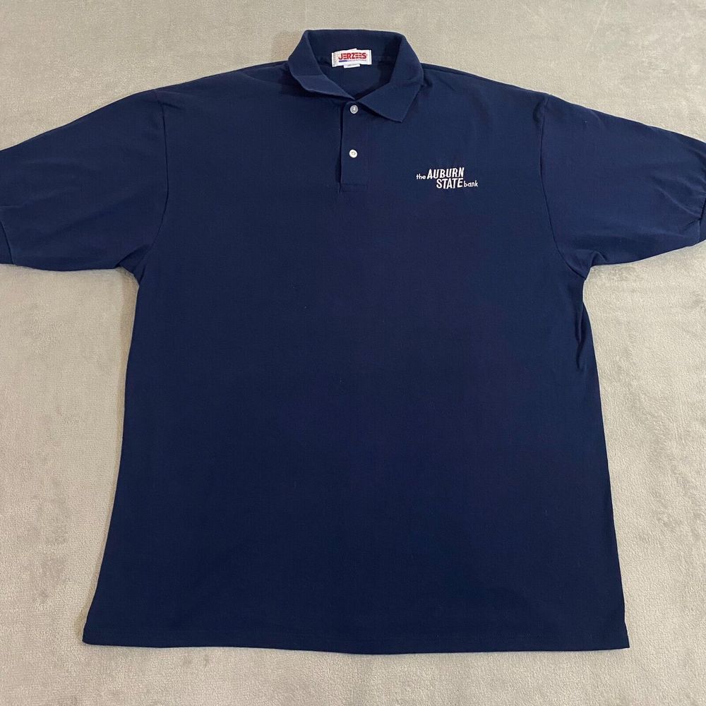 Vintage  Jerzees Polo Shirt Adult Men's Size XL The Auburn State Bank VTG USA